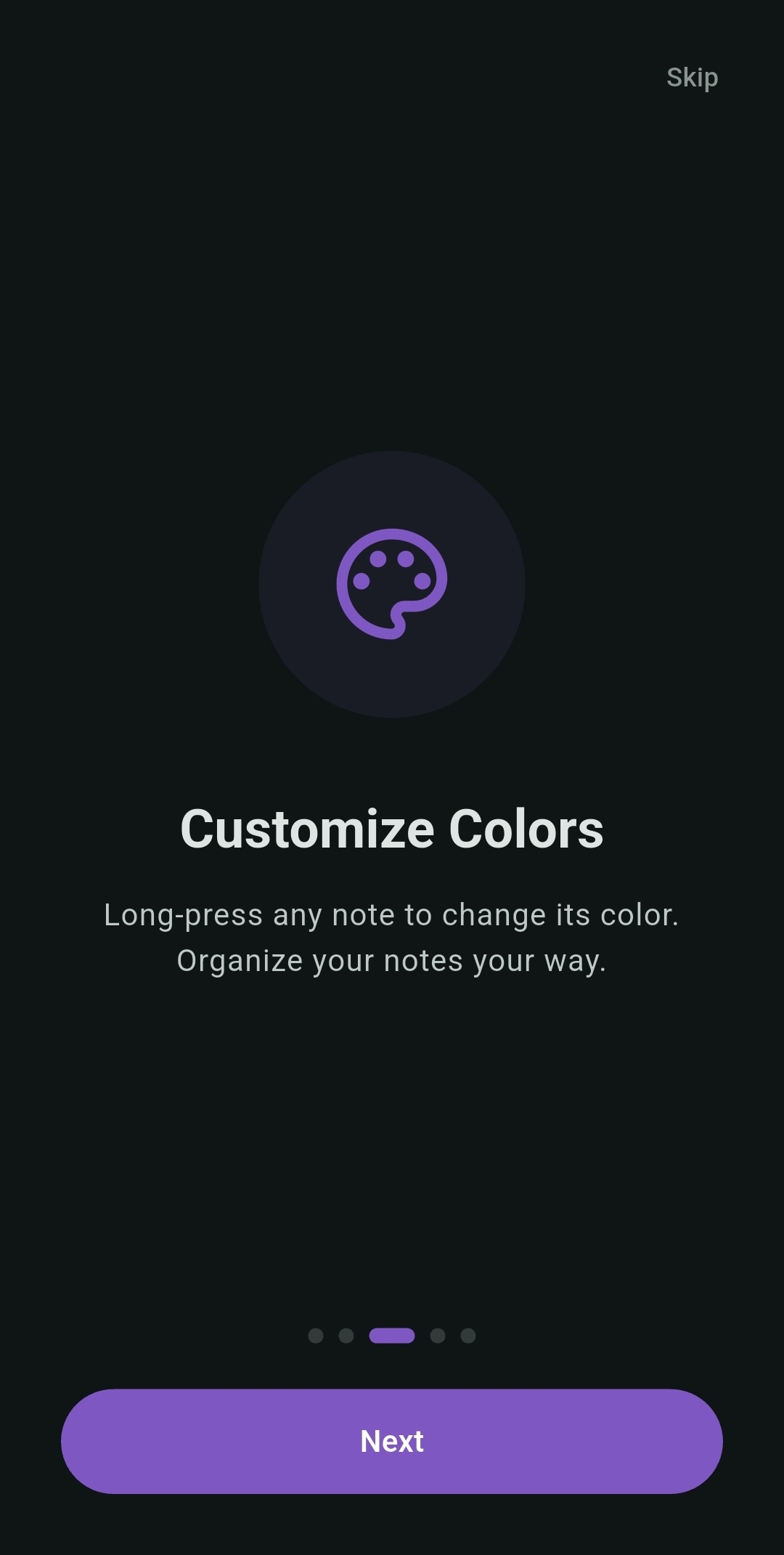 Scrib Android app theme customization: Pick accent colors and dark mode for your private offline notes